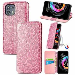 For Motorola Edge 20 Lite Blooming Mandala Embossed Pattern Magnetic Horizontal Flip Leather Case with Holder & Card Slots & Wallet(Pink)