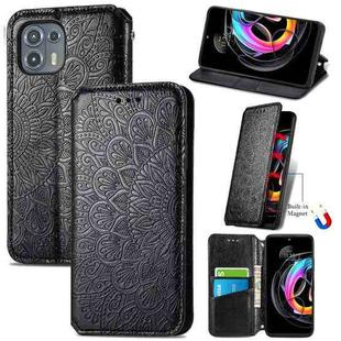 For Motorola Edge 20 Lite Blooming Mandala Embossed Pattern Magnetic Horizontal Flip Leather Case with Holder & Card Slots & Wallet(Black)