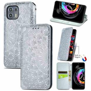 For Motorola Edge 20 Lite Blooming Mandala Embossed Pattern Magnetic Horizontal Flip Leather Case with Holder & Card Slots & Wallet(Grey)