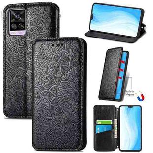 For vivo S7 Blooming Mandala Embossed Pattern Magnetic Horizontal Flip Leather Case with Holder & Card Slots & Wallet(Black)