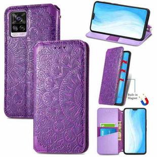 For vivo S7 Blooming Mandala Embossed Pattern Magnetic Horizontal Flip Leather Case with Holder & Card Slots & Wallet(Purple)