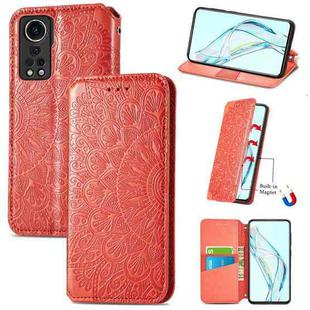 For ZTE Axon 30 5G Blooming Mandala Embossed Pattern Magnetic Horizontal Flip Leather Case with Holder & Card Slots & Wallet(Orange)