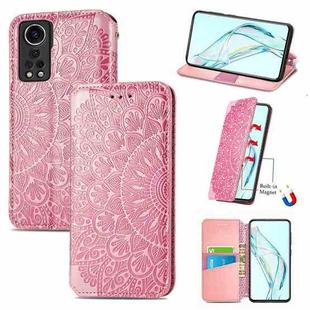 For ZTE Axon 30 5G Blooming Mandala Embossed Pattern Magnetic Horizontal Flip Leather Case with Holder & Card Slots & Wallet(Pink)