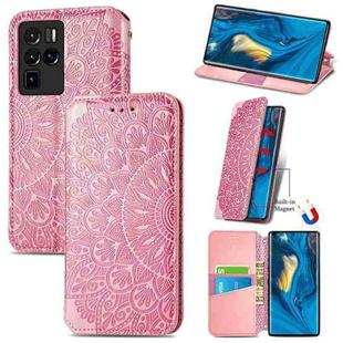 For ZTE nubia Z30 Pro Blooming Mandala Embossed Pattern Magnetic Horizontal Flip Leather Case with Holder & Card Slots & Wallet(Pink)