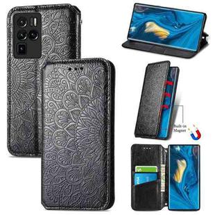 For ZTE nubia Z30 Pro Blooming Mandala Embossed Pattern Magnetic Horizontal Flip Leather Case with Holder & Card Slots & Wallet(Black)