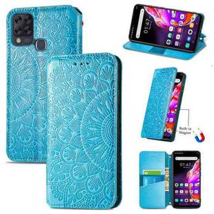 For Infinix Hot 10T Blooming Mandala Embossed Pattern Magnetic Horizontal Flip Leather Case with Holder & Card Slots & Wallet(Blue)