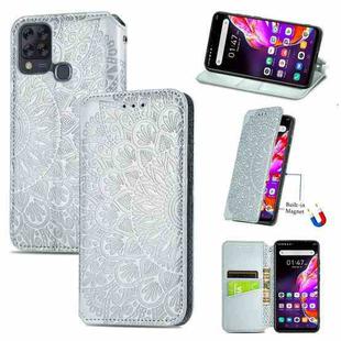 For Infinix Hot 10T Blooming Mandala Embossed Pattern Magnetic Horizontal Flip Leather Case with Holder & Card Slots & Wallet(Grey)