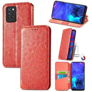 For Infinix Note 10 Pro Blooming Mandala Embossed Pattern Magnetic Horizontal Flip Leather Case with Holder & Card Slots & Wallet(Orange)