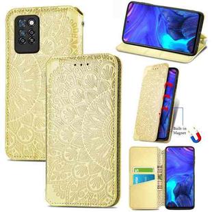 For Infinix Note 10 Pro Blooming Mandala Embossed Pattern Magnetic Horizontal Flip Leather Case with Holder & Card Slots & Wallet(Yellow)