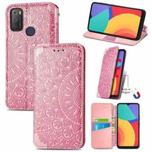 For Alcatel 1S (2021) Blooming Mandala Embossed Pattern Magnetic Horizontal Flip Leather Case with Holder & Card Slots & Wallet(Pink)