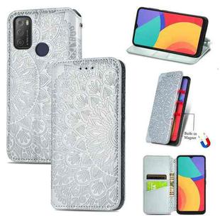 For Alcatel 1S (2021) Blooming Mandala Embossed Pattern Magnetic Horizontal Flip Leather Case with Holder & Card Slots & Wallet(Grey)