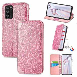 For Blackview A100 Blooming Mandala Embossed Pattern Magnetic Horizontal Flip Leather Case with Holder & Card Slots & Wallet(Pink)