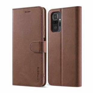For Xiaomi Redmi 10 LC.IMEEKE Calf Texture Horizontal Flip Leather Case with Holder & Card Slots & Wallet(Brown)