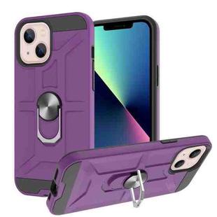 For iPhone 13 mini War-god Armor TPU + PC Shockproof Magnetic Protective Case with Ring Holder (Purple)