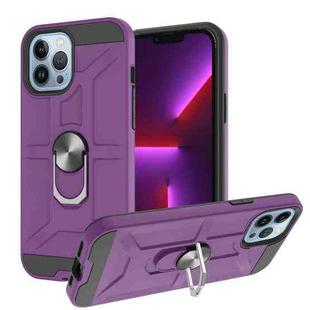 For iPhone 13 Pro War-god Armor TPU + PC Shockproof Magnetic Protective Case with Ring Holder (Purple)