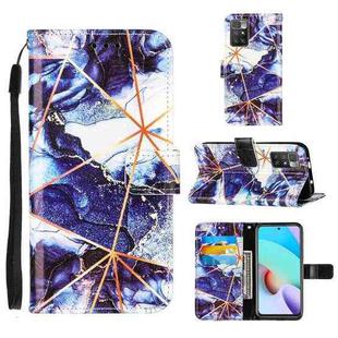 For Xiaomi Redmi 10 Marble Stitching Horizontal Flip PU Leather Case with Holder & Card Slots & Wallet & Lanyard(Navy Blue)