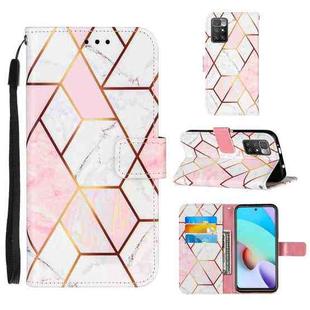 For Xiaomi Redmi 10 Marble Stitching Horizontal Flip PU Leather Case with Holder & Card Slots & Wallet & Lanyard(Pink White)