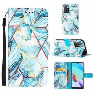 For Xiaomi Redmi 10 Marble Stitching Horizontal Flip PU Leather Case with Holder & Card Slots & Wallet & Lanyard(Blue)
