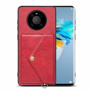 For Huawei Mate 40 Litchi Texture Silicone + PC + PU Leather Back Cover Shockproof Case with Card Slot(Red)