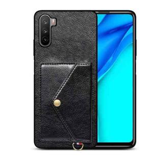 For Huawei Mate 40 Lite Litchi Texture Silicone + PC + PU Leather Back Cover Shockproof Case with Card Slot(Black)