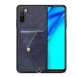 For Huawei Mate 40 Lite Litchi Texture Silicone + PC + PU Leather Back Cover Shockproof Case with Card Slot(Blue)