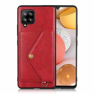 For Samsung Galaxy A12 Litchi Texture Silicone + PC + PU Leather Back Cover Shockproof Case with Card Slot(Red)