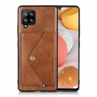 For Samsung Galaxy A42 5G Litchi Texture Silicone + PC + PU Leather Back Cover Shockproof Case with Card Slot(Brown)