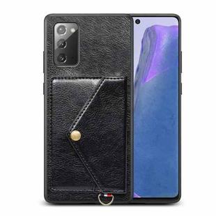 For Samsung Galaxy Note20 Litchi Texture Silicone + PC + PU Leather Back Cover Shockproof Case with Card Slot(Black)