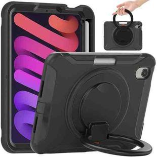 For iPad mini 6 Shockproof TPU + PC Protective Tablet Case with 360 Degree Rotation Foldable Handle Grip Holder & Pen Slot(Black)