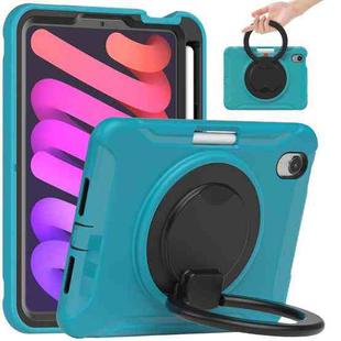 For iPad mini 6 Shockproof TPU + PC Protective Tablet Case with 360 Degree Rotation Foldable Handle Grip Holder & Pen Slot(Blue)