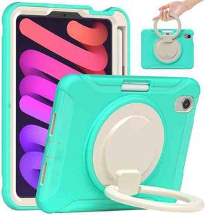 For iPad mini 6 Shockproof TPU + PC Protective Tablet Case with 360 Degree Rotation Foldable Handle Grip Holder & Pen Slot(Mint Green)