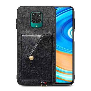 For Xiaomi Redmi Note 9 Pro Litchi Texture Silicone + PC + PU Leather Back Cover Shockproof Case with Card Slot(Black)