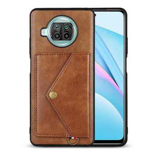 For Xiaomi Mi 10T Lite 5G Litchi Texture Silicone + PC + PU Leather Back Cover Shockproof Case with Card Slot(Brown)