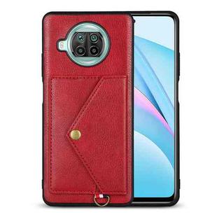 For Xiaomi Mi 10T Lite 5G Litchi Texture Silicone + PC + PU Leather Back Cover Shockproof Case with Card Slot(Red)