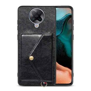 For Xiaomi Redmi K30 Pro Litchi Texture Silicone + PC + PU Leather Back Cover Shockproof Case with Card Slot(Black)