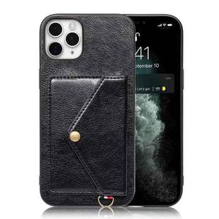 Litchi Texture Silicone + PC + PU Leather Back Cover Shockproof Case with Card Slot For iPhone 11 Pro(Black)