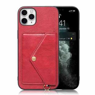 Litchi Texture Silicone + PC + PU Leather Back Cover Shockproof Case with Card Slot For iPhone 11 Pro(Red)