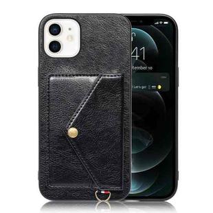 Litchi Texture Silicone + PC + PU Leather Back Cover Shockproof Case with Card Slot For iPhone 12 mini(Black)