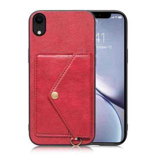 Litchi Texture Silicone + PC + PU Leather Back Cover Shockproof Case with Card Slot For iPhone XR(Red)
