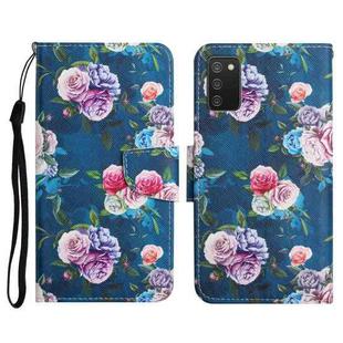 For Samsung Galaxy A02s US Edition Painted Pattern Horizontal Flip Leather Case with Holder & Card Slot & Wallet(Fluorescent Rose)