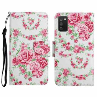 For Samsung Galaxy A02s EU Edition Painted Pattern Horizontal Flip Leather Case with Holder & Card Slot & Wallet(Rose Flower)