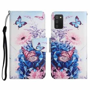 For Samsung Galaxy A02s EU Edition Painted Pattern Horizontal Flip Leather Case with Holder & Card Slot & Wallet(Purple Butterfly)