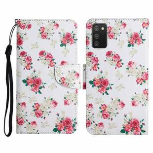 For Samsung Galaxy A03s 164mm Painted Pattern Horizontal Flip Leather Case with Holder & Card Slot & Wallet(Red Peony Flower)