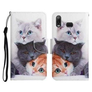 For Samsung Galaxy A10s Painted Pattern Horizontal Flip Leather Case with Holder & Card Slot & Wallet(Three Cats)