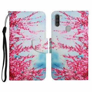 For Samsung Galaxy A11 Painted Pattern Horizontal Flip Leather Case with Holder & Card Slot & Wallet(Red Cherry Blossoms)