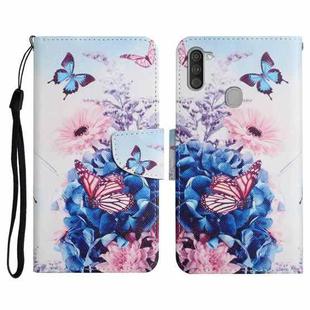 For Samsung Galaxy A11 Painted Pattern Horizontal Flip Leather Case with Holder & Card Slot & Wallet(Purple Butterfly)