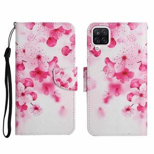 For Samsung Galaxy A12 Painted Pattern Horizontal Flip Leather Case with Holder & Card Slot & Wallet(Red Flower)