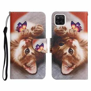 For Samsung Galaxy A12 Painted Pattern Horizontal Flip Leather Case with Holder & Card Slot & Wallet(Butterfly Cat)
