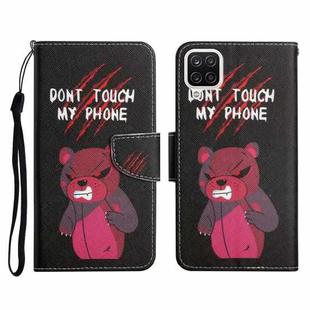 For Samsung Galaxy A12 Painted Pattern Horizontal Flip Leather Case with Holder & Card Slot & Wallet(Red Bear)