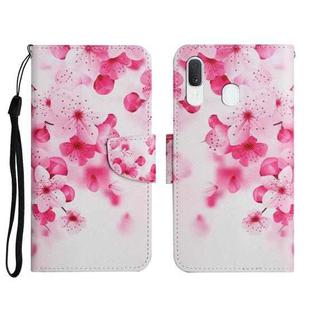 For Samsung Galaxy A20 / A30 Painted Pattern Horizontal Flip Leather Case with Holder & Card Slot & Wallet(Red Flower)